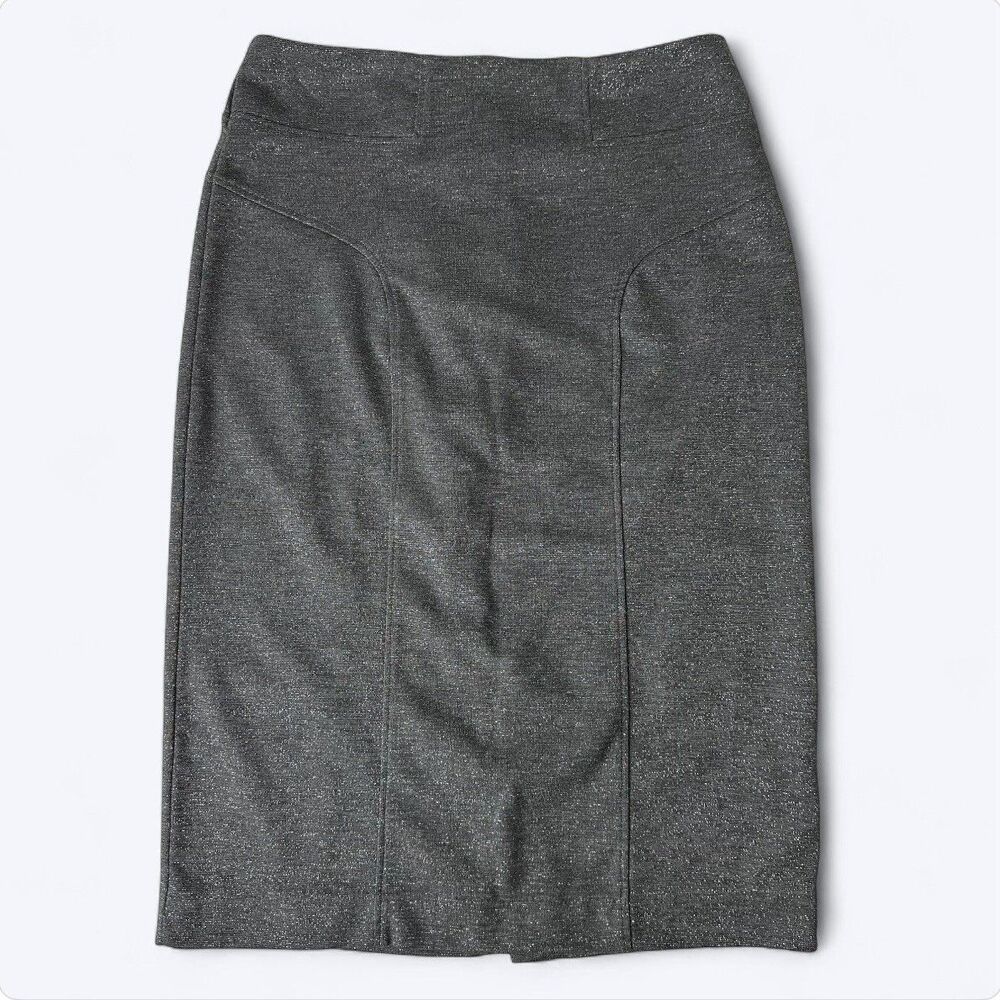 Y2K New York & Company Pencil Skirt Womens Sz 0 Gray Metallic Career